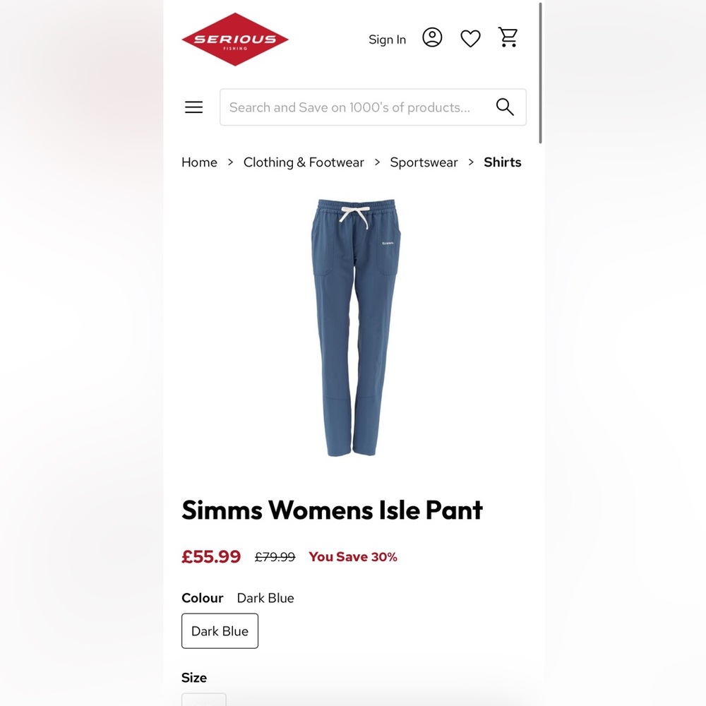 Simms Women's Blue Isle Pant